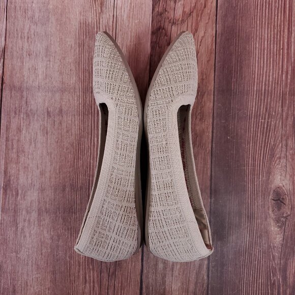Skechers Cleo Point Toe Ballet Flats Womens Size 8.5 Knit Slip On Natural 158308 - Picture 10 of 15
